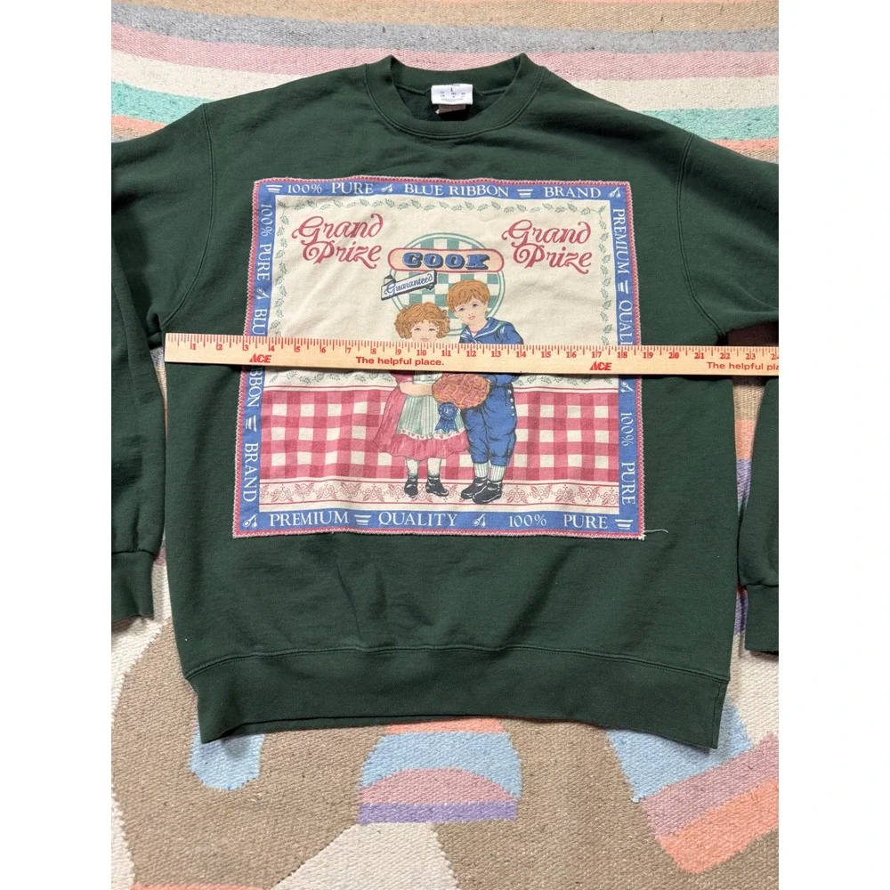 Champion Repurposed Cottagecore Sweatshirt Handmade Quilt Patchwork Farmhouse - Picture 5 of 7